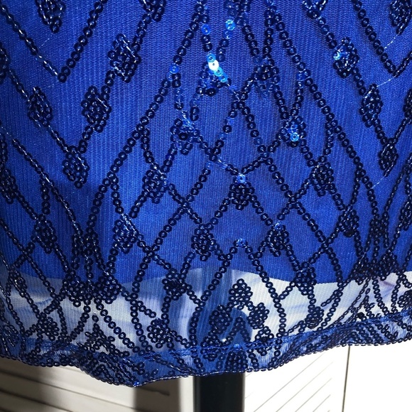 Bob Mackie Wearable Art Sequined Mesh Tunic Dress Royal Blue 3X - Picture 10 of 11